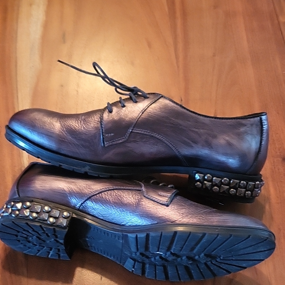 Men's Black Leather Studded Dress Shoes